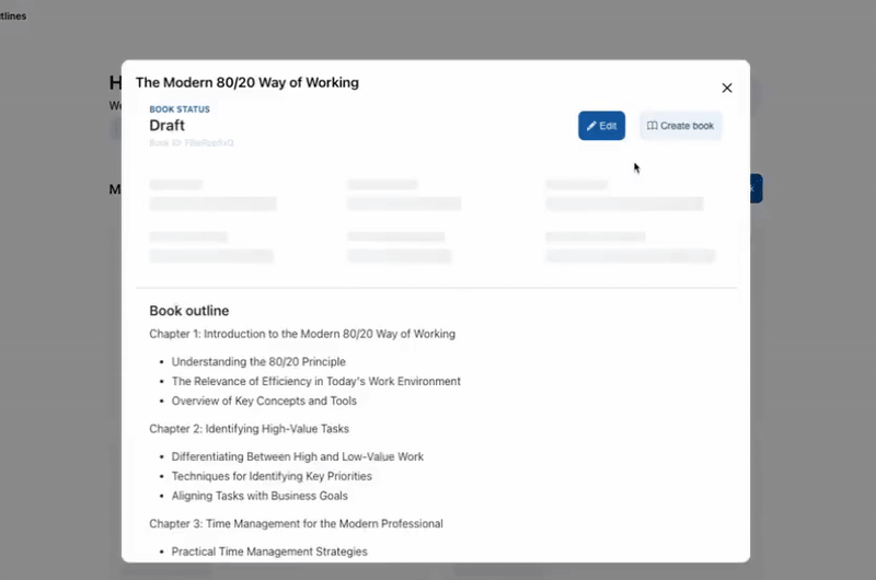 GIF showing step by step book creation process